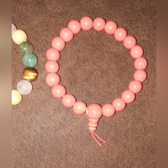 Gemstone mala bead bracelet and acrylic beaded bracelet - Picture 11 of 14